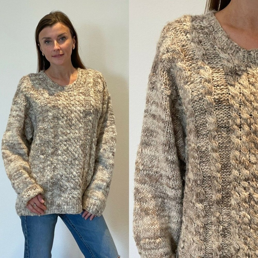 Hand Spun Pure Wool Beige Tone Sweater